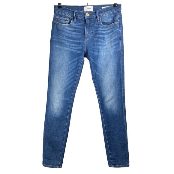 FRAME Jeans Le Garcon 25 (28x29) Straight Leg Boyfriend in Riley Wash Whiskered - Picture 2 of 16